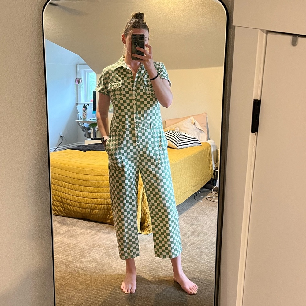 Roolee Green Checkered Jumpsuit